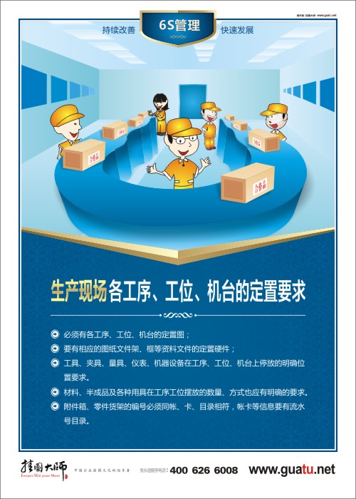 生產(chǎn)現(xiàn)場各工序、工位、機(jī)臺(tái)的定置要求 關(guān)于6s的圖片