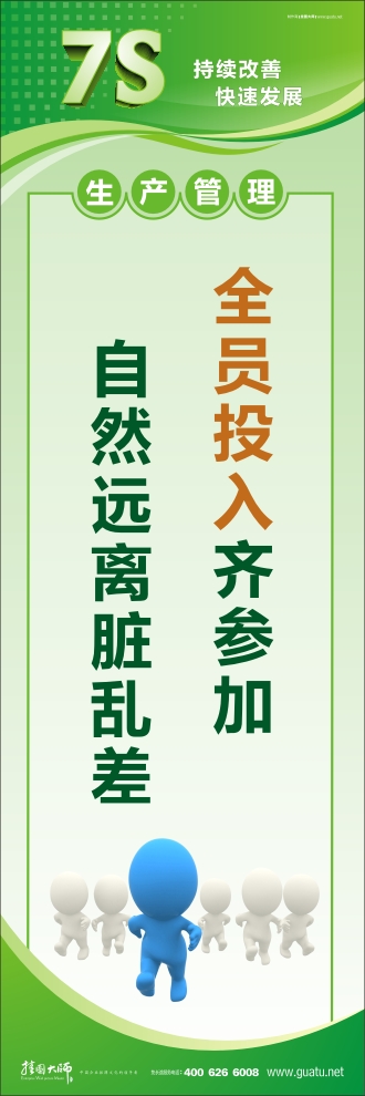 7s管理口號 全員投入齊參加，自然遠離臟亂差